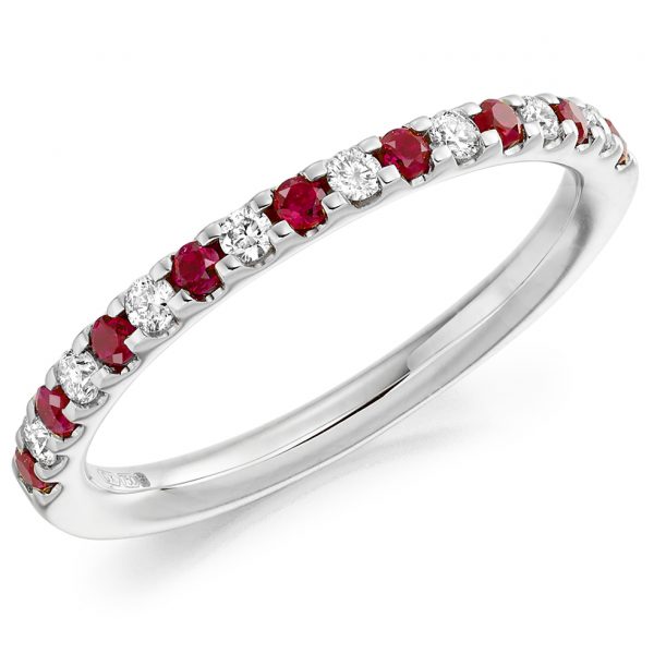 white gold ruby and diamond eternity ring