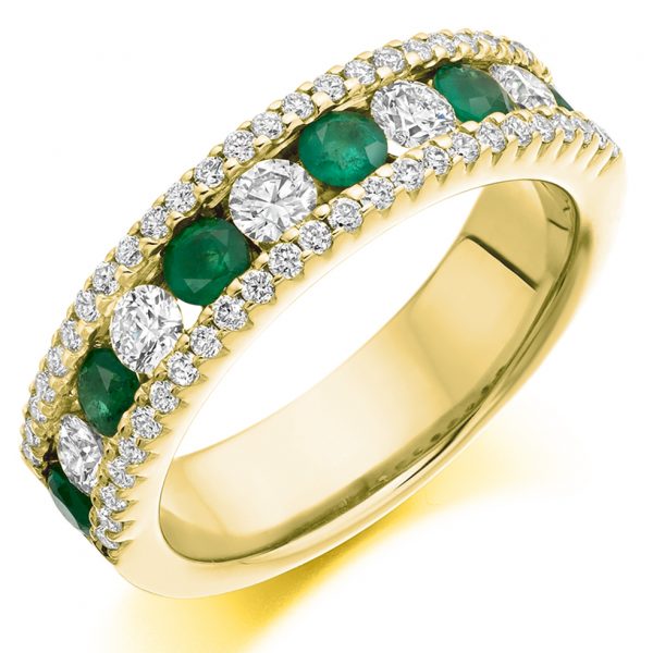emerald and diamond fancy amazing eternity ring