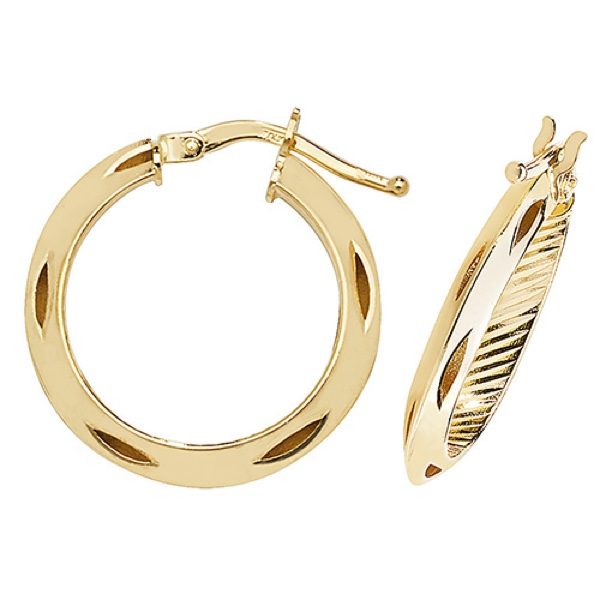 9 carat yellow gold fancy hoop earrings