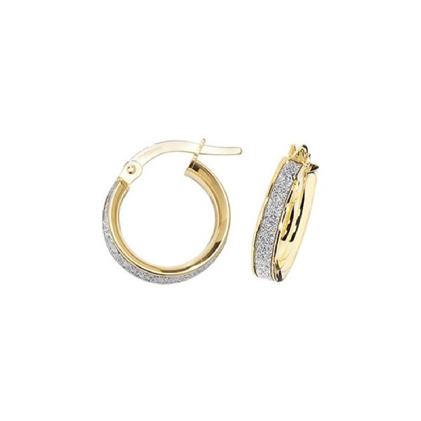 9 carat yellow gold frosted hoop earring 10mm