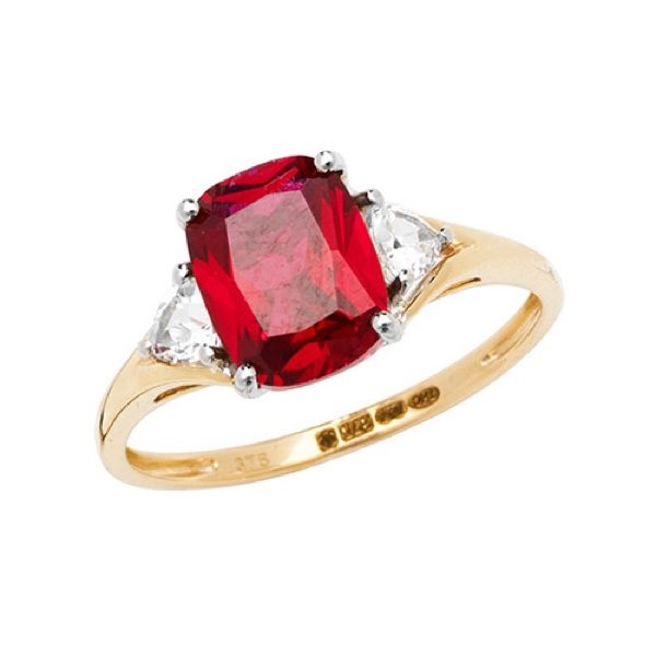 9 carat gold created ruby ring