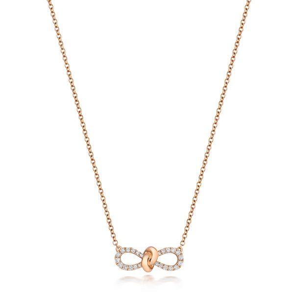 18ct Rose Gold Diamond Bow Pendant & Chain