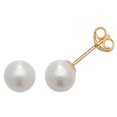 9 carat yellow gold cultured pearl earrings