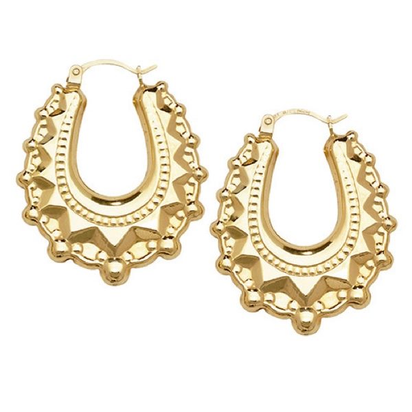 9 carat yellow gold fancy creole earrings