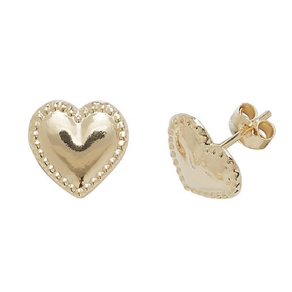9 carat yellow gold heart shape earrings