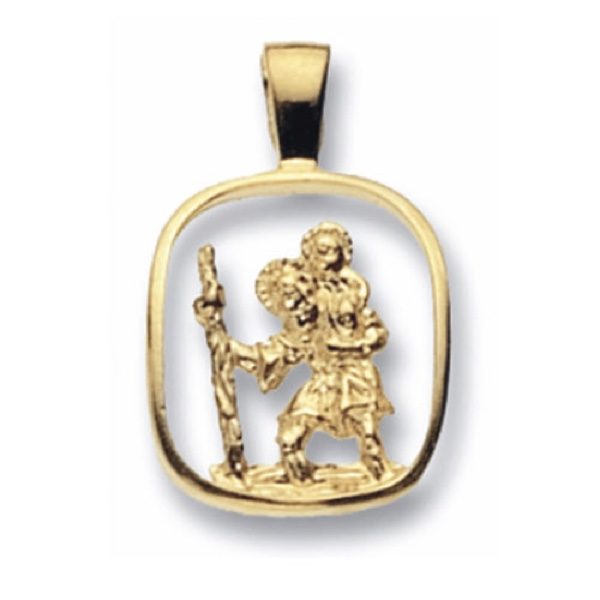 9 Carat yellow Gold Square St Christopher