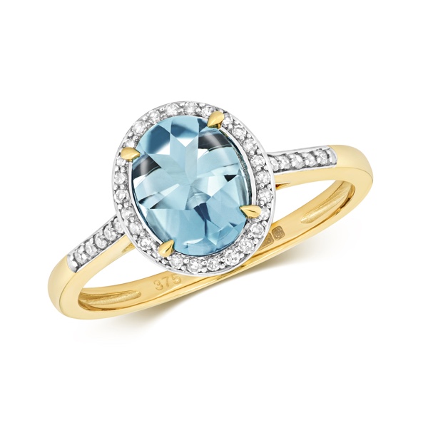 Princess Cut Halo Blue Topaz & Diamond Engagement Ring 14K White Gold  3.47ct - AD4416
