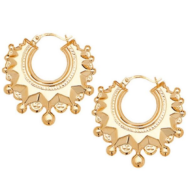 9 carat yellow gold round shape creole earrings