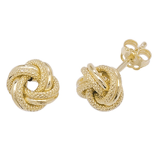 Fancy 9 Carat Yellow Gold Knot Earrings - Northumberland Goldsmiths