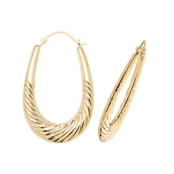 9 carat yellow gold twist design creole earrings