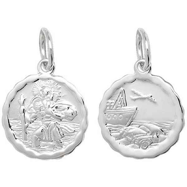 Sterling Silver Patterned Edge St Christopher