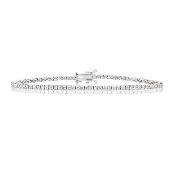 18ct white gold diamond line bracelet 1.60cts