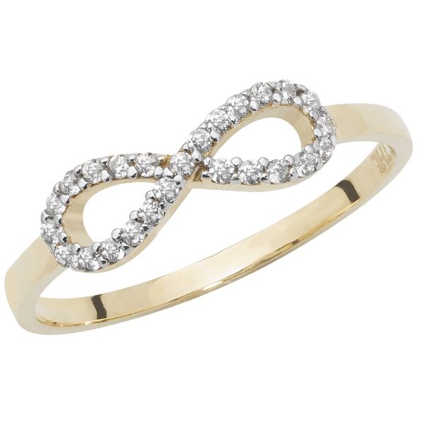 9 carat yellow gold infinity-design ring