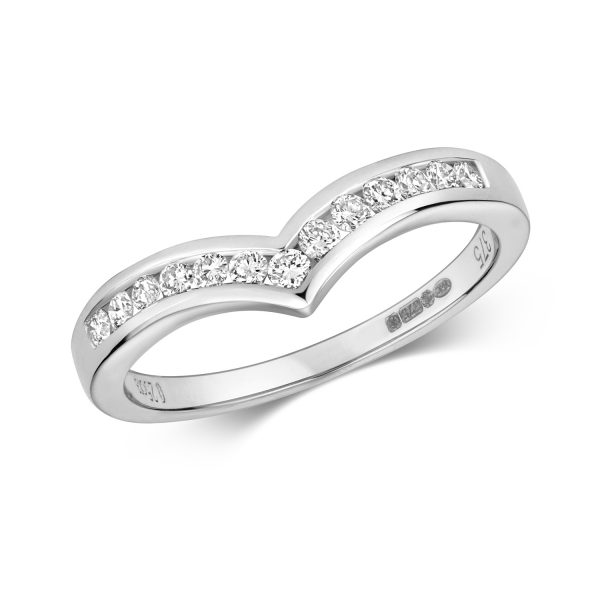 9 carat white gold diamond wishbone ring