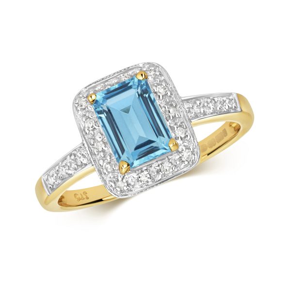 9 carat yellow gold blue topaz ring