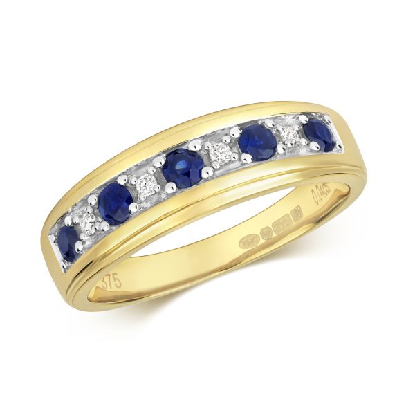 9 carat yellow gold diamond and sapphire ring