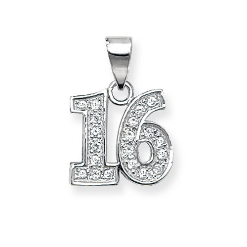 Sterling Silver Cubic Zirconia 16 Pendant