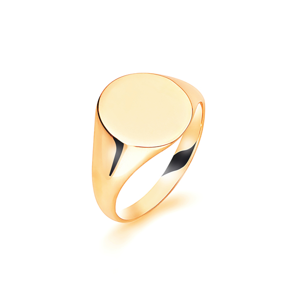 9 carat yellow gold plain oval signet ring