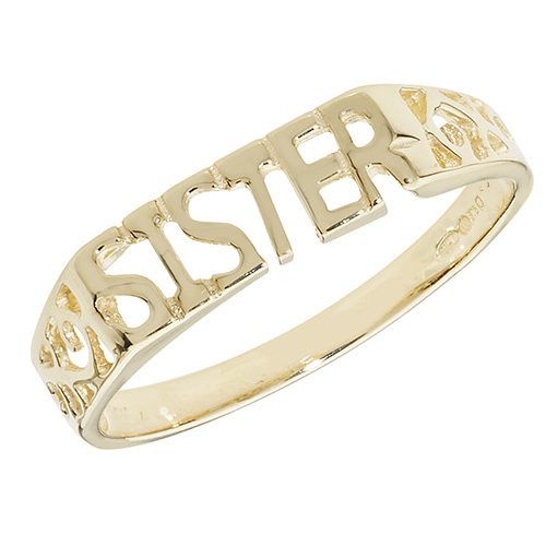 9 carat yellow gold sister ring