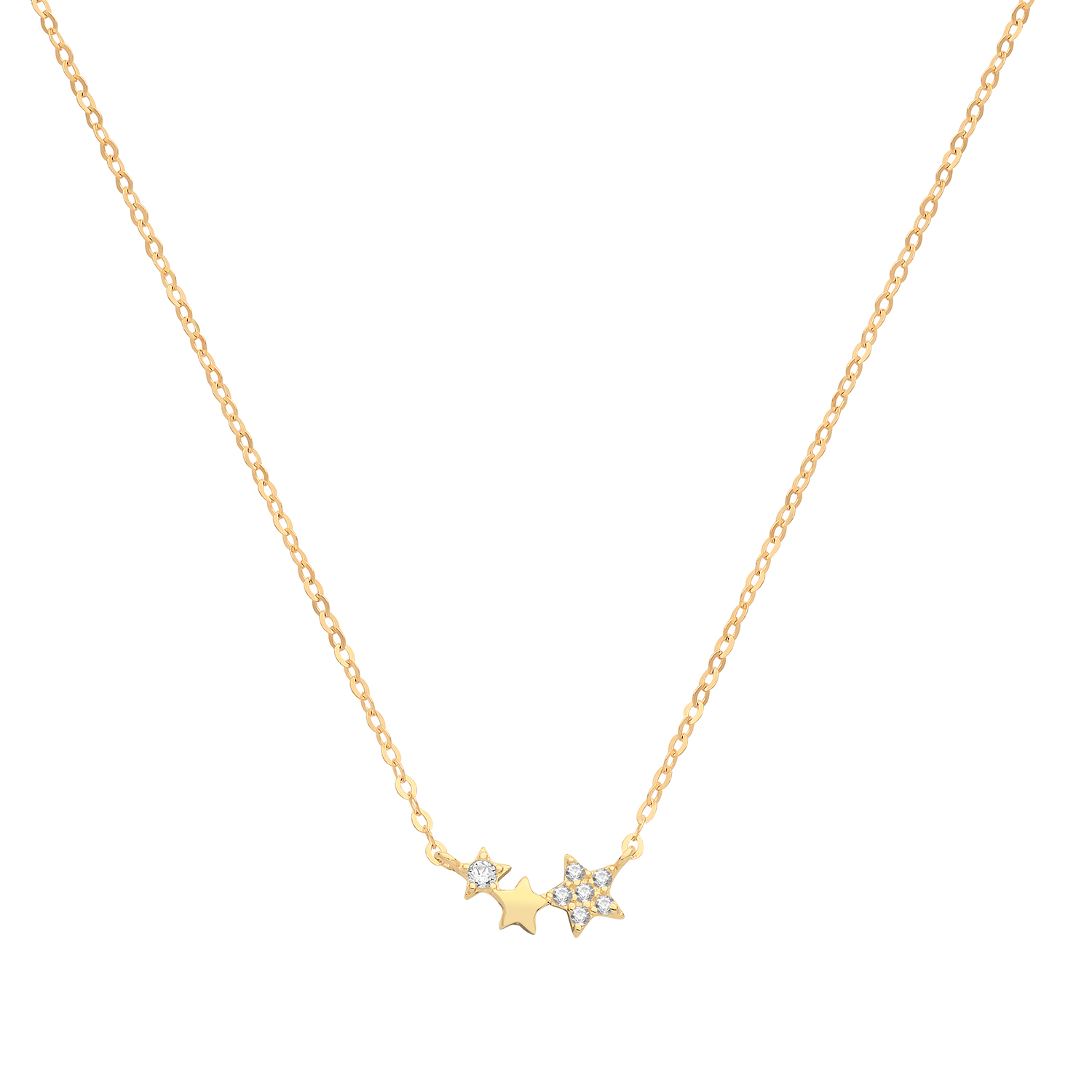 9ct Gold Triple Star Cz Necklace - Northumberland Goldsmiths