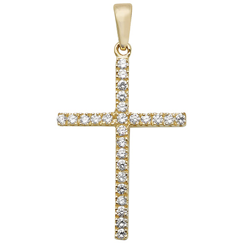 9 carat gold cross set with cubic zirconias