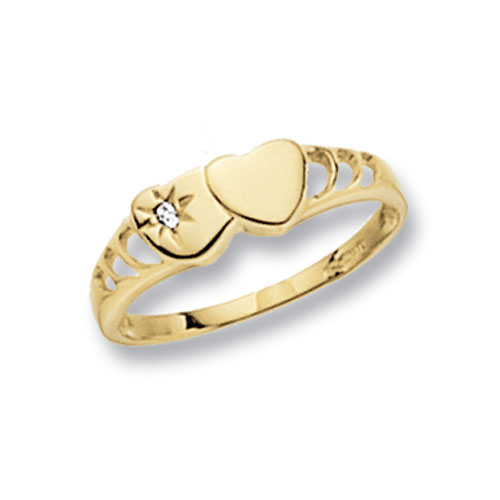 9 carat yellow gold double heart shape maidens signet ring