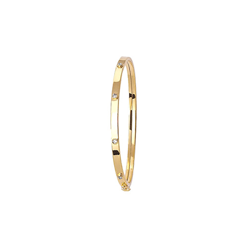9 carat yellow gold bangle with cubic zirconias