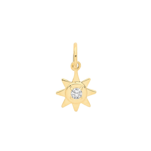 9 carat gold cubic zirconia set star charm
