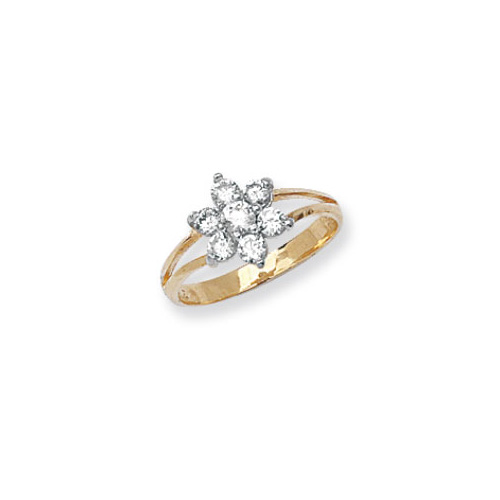 9 carat yellow gold babies cluster ring set with cubic zirconias
