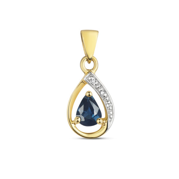 9 carat yellow gold diamond and sapphire pendant