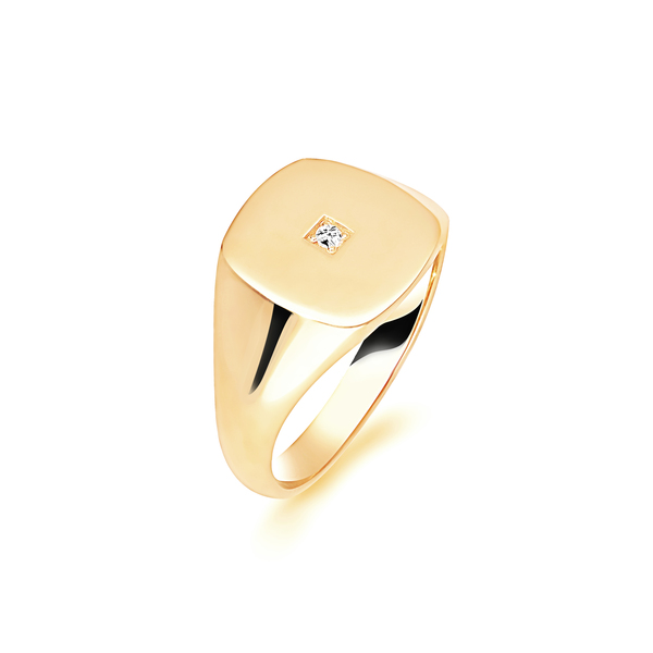 9 carat yellow gold diamond signet ring