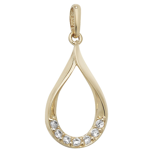 9 carat yellow gold teardrop shaped pendant