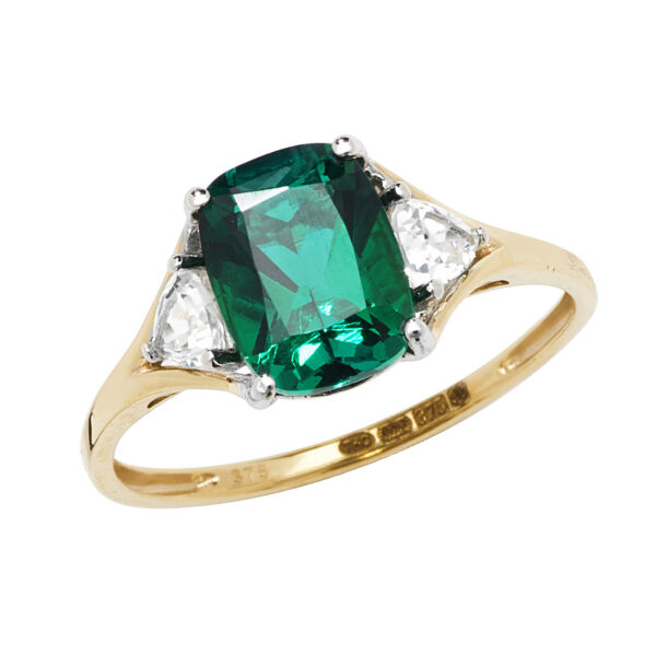9 carat gold created emerald ring