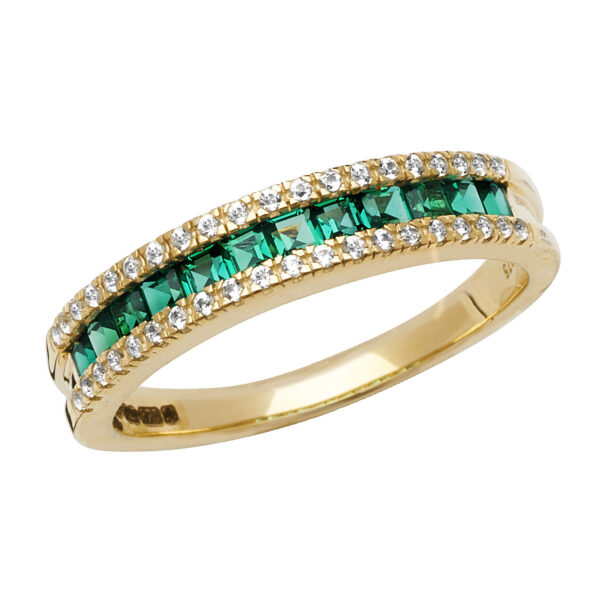 9 carat yellow gold created emerald ring