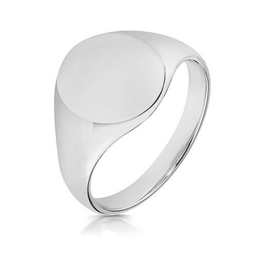 silver oval 14 x 12mm signet ring