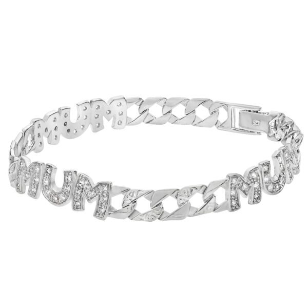 silver cz mum bracelet