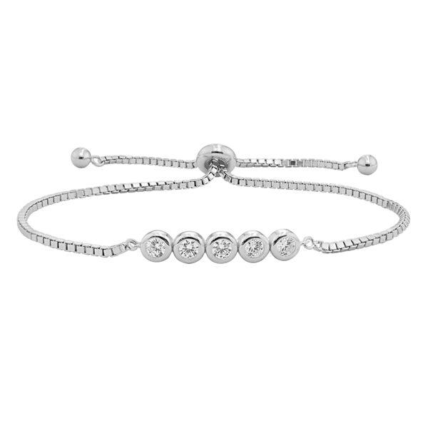 sterling silver pull bracelet set with cubic zirconias