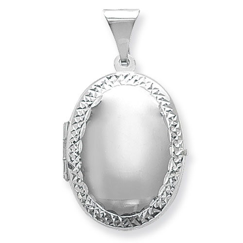 Oval Patterned Edged Locket Sterling Silver