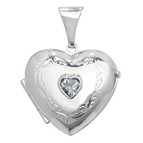 Blue Topaz Heart Shaped Locket Sterling Silver