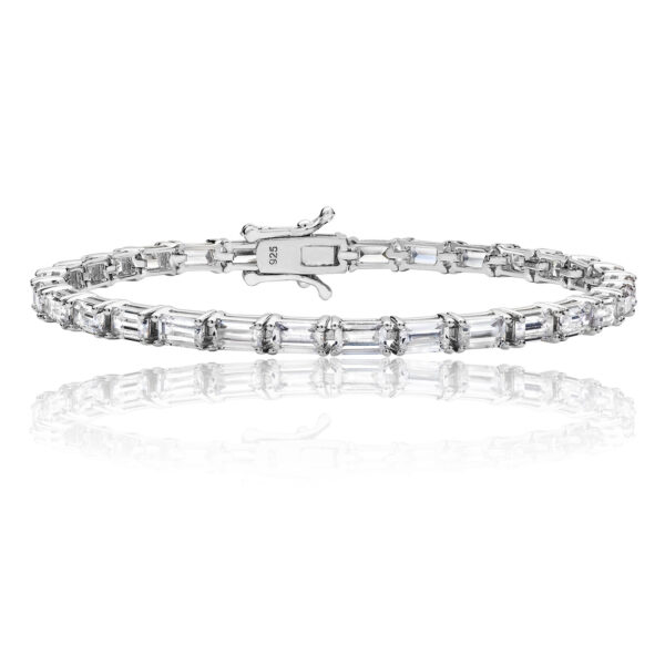 silver baguette cz line bracelet