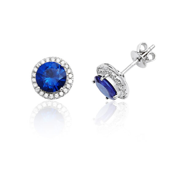 silver blue cz stud earring