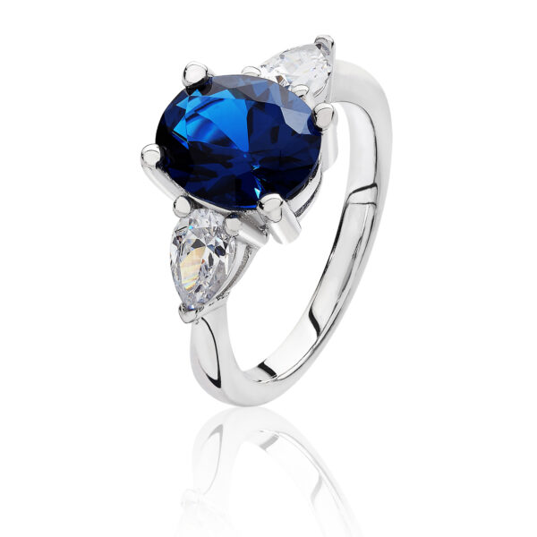 silver blue cz and white cz ring
