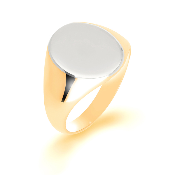 9 carat white and yellow gold signet ring