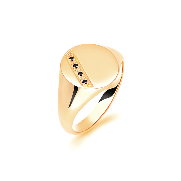 9 carat yellow gold sapphire set signet ring