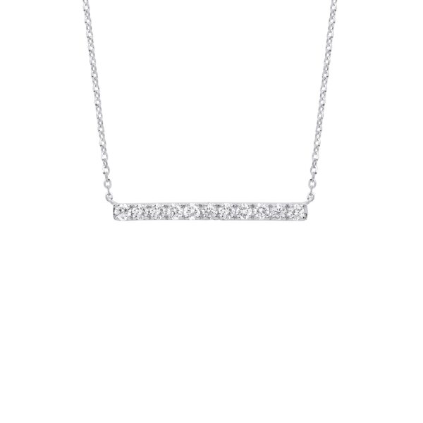 9 carat white gold diamond bar pendant and chain necklet