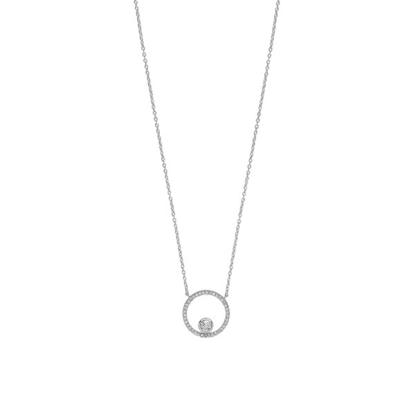 sterling silver circle halo pendant and chain