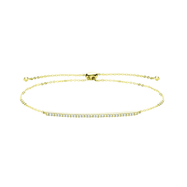 9 carat yellow gold cz bar bracelet