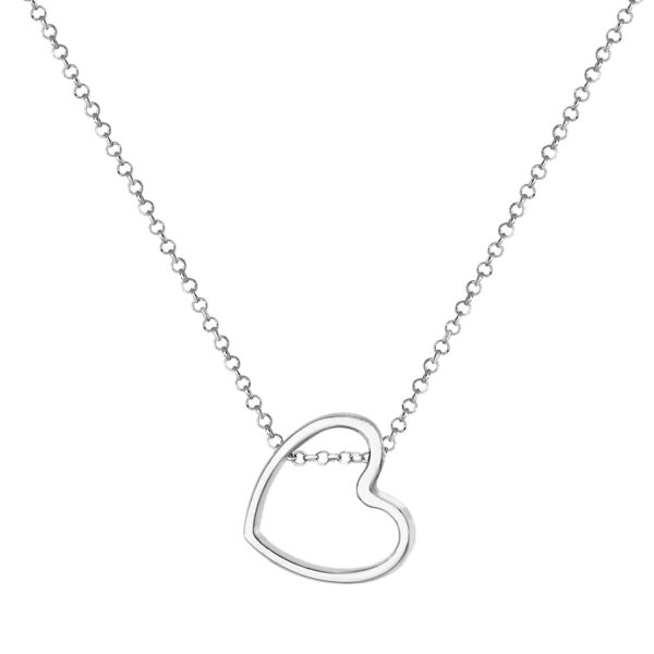 sterling silver offset heart pendant and chain