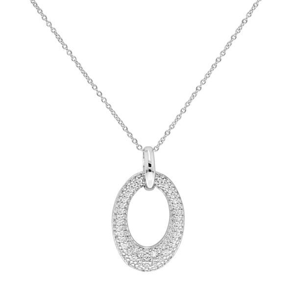sterling silver cz oval drop pendant and chain
