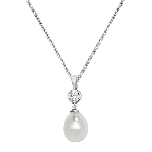 sterling silver pearl drop pendant and chain